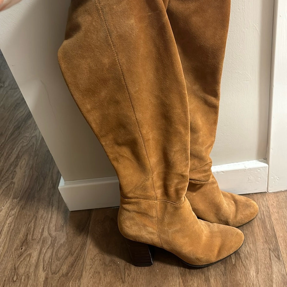 Sam Edelman - Camel Suede Block Heeled Boot - Siz… - image 1
